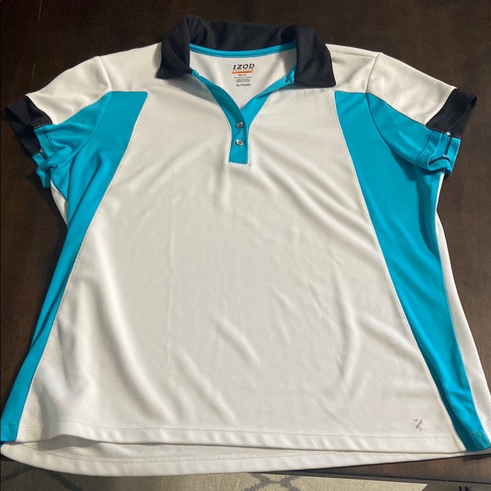 Izod Turquoise and White Polo Shirt